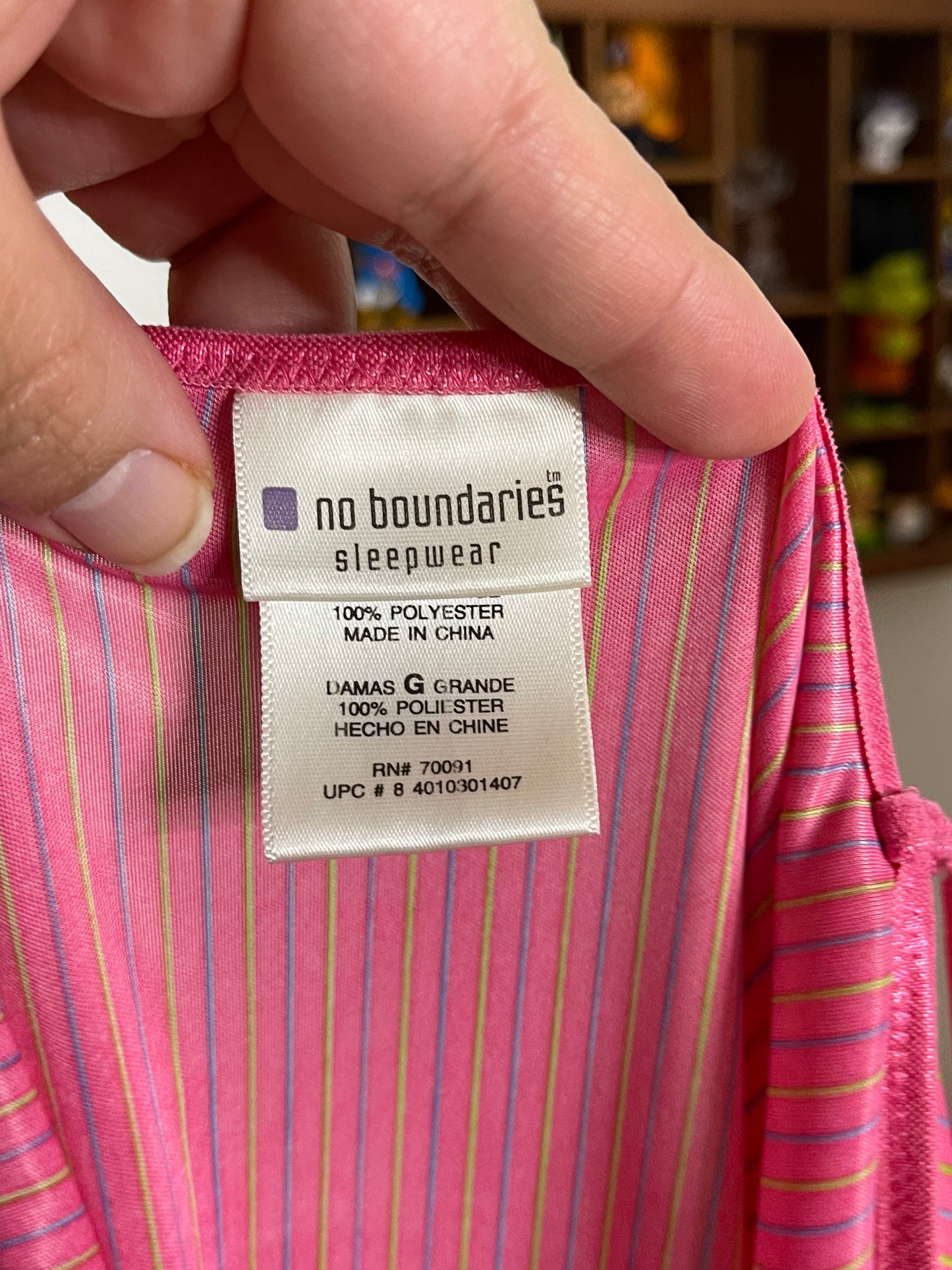 2000s Pink Striped Sheer Mini Slip Dress Sz L