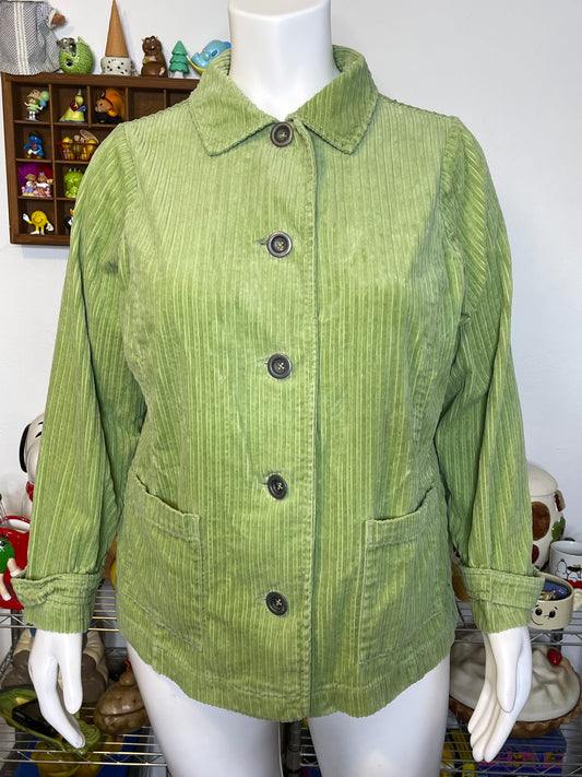2000s Apple Green Corduroy Jacket Sz XXL