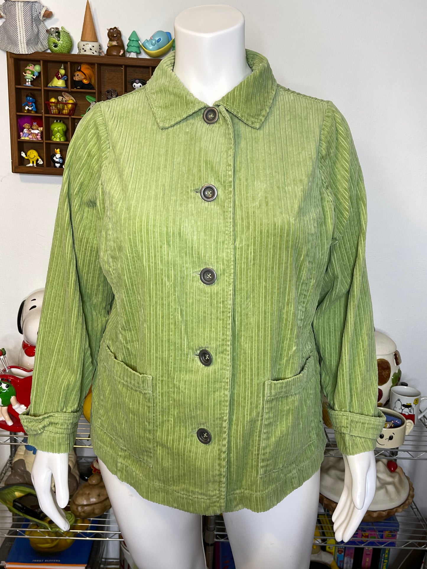 2000s Apple Green Corduroy Jacket Sz XXL