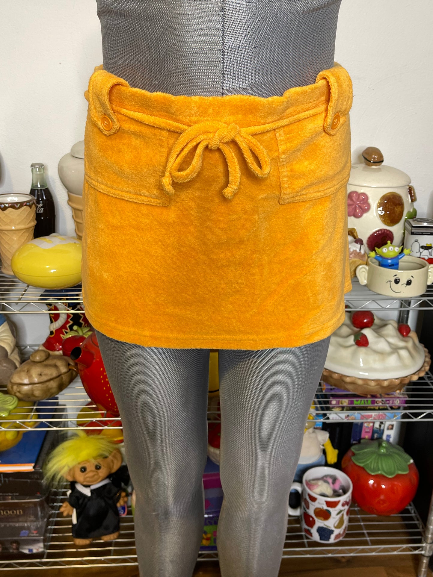 2000s Orange Terrycloth Mini Skirt Sz L/XL