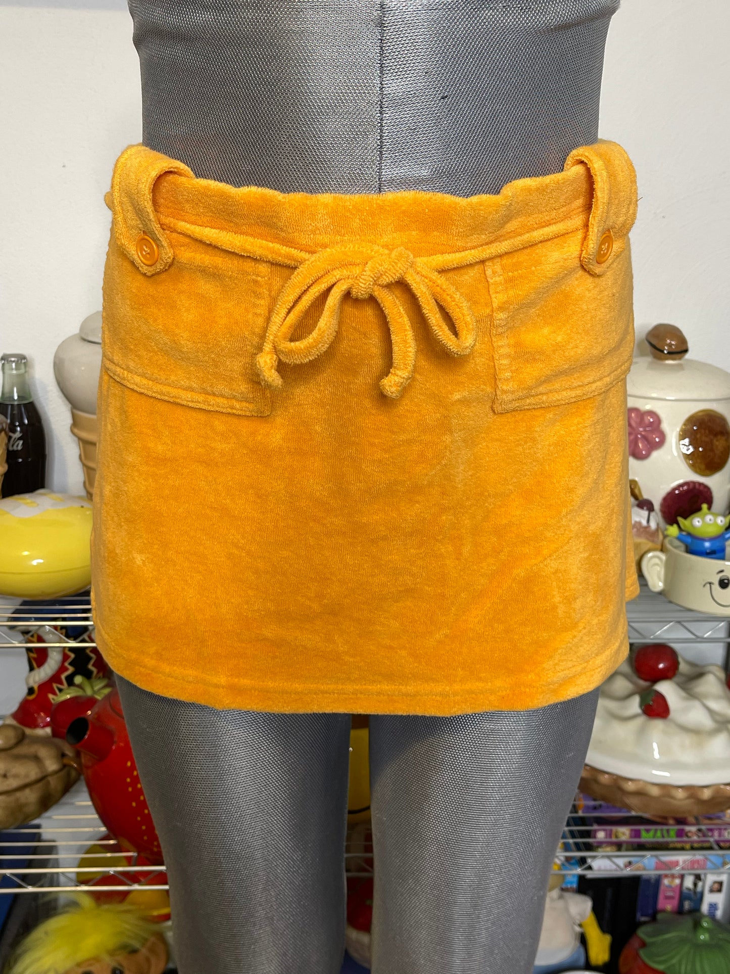 2000s Orange Terrycloth Mini Skirt Sz L/XL