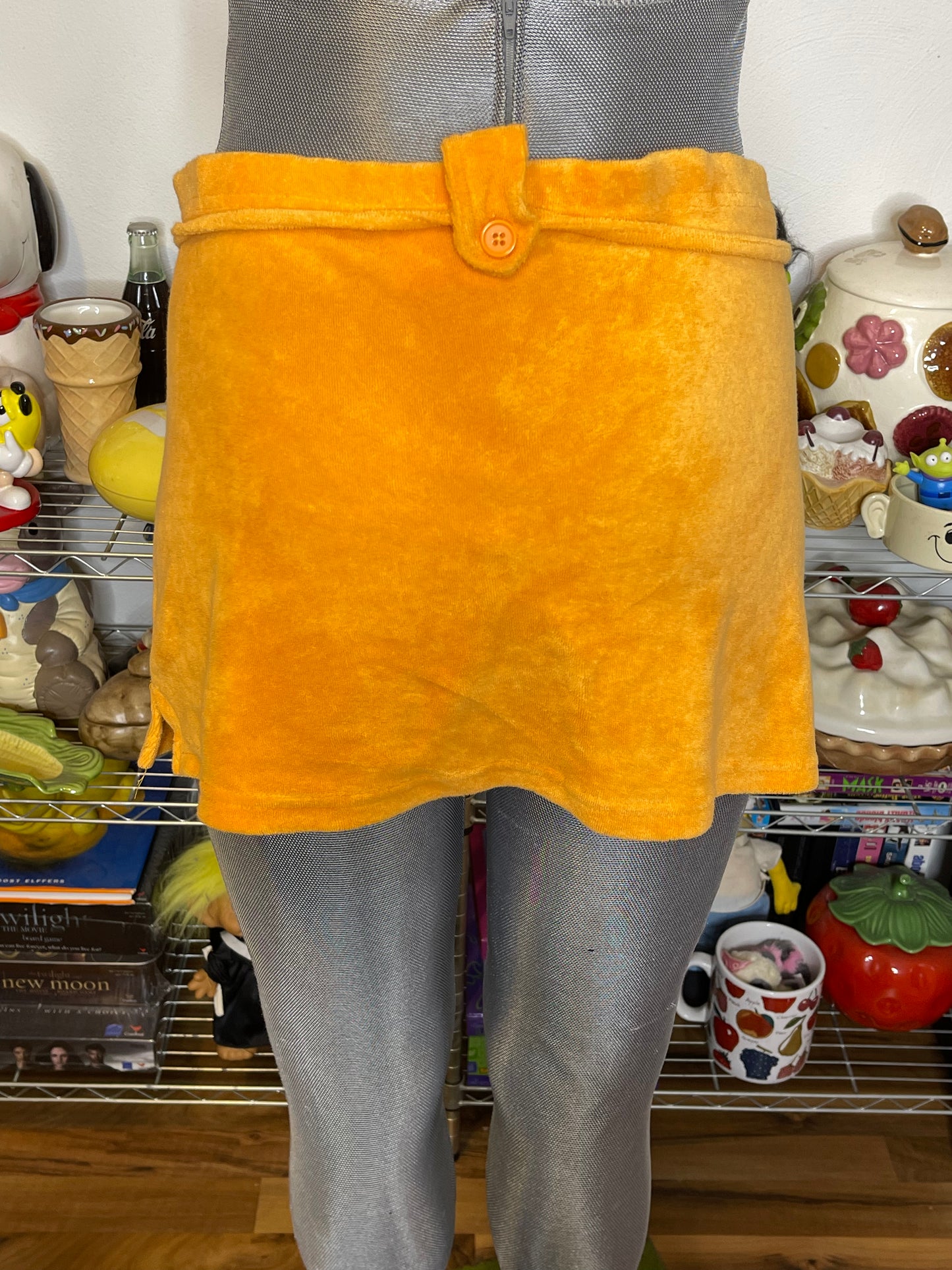 2000s Orange Terrycloth Mini Skirt Sz L/XL