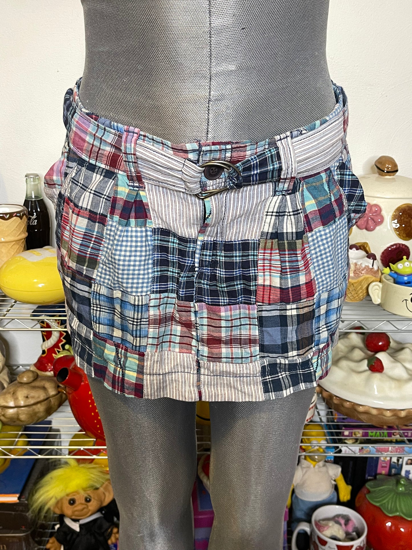 NWT American Eagle Patchwork Plaid Mini Skirt Sz 6