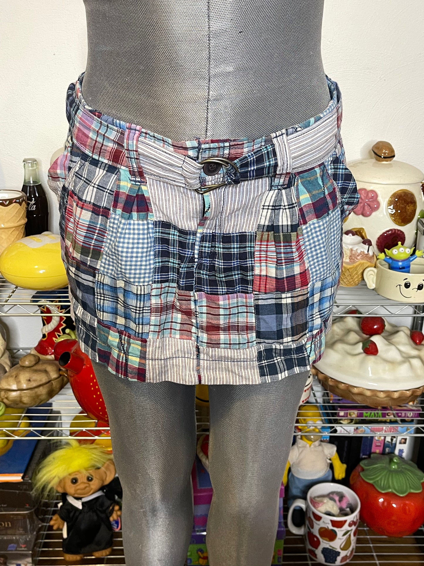 NWT American Eagle Patchwork Plaid Mini Skirt Sz 6