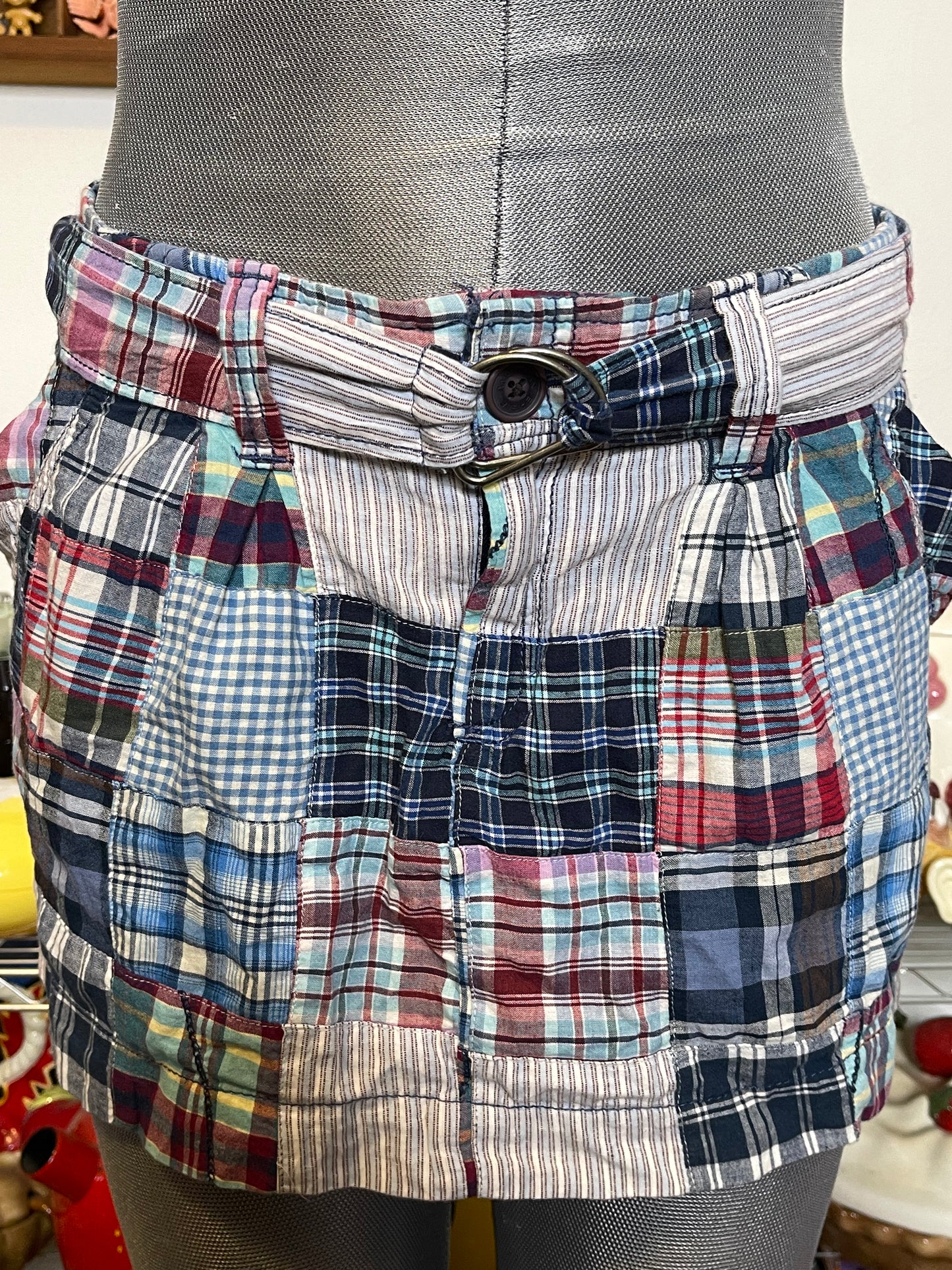 NWT American Eagle Patchwork Plaid Mini Skirt Sz 6
