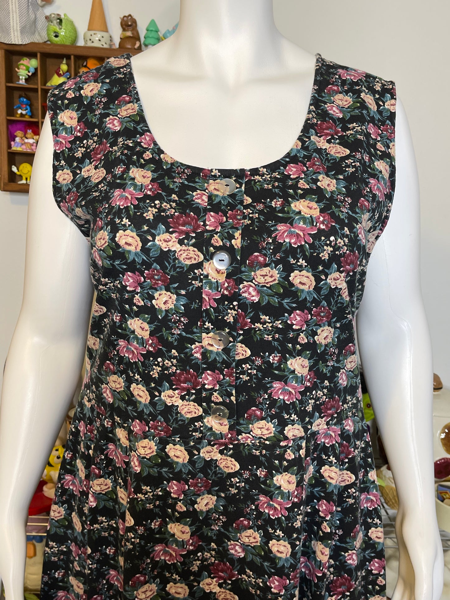 Vintage Retro Faded Flower Print Maxi Dress Sz 3X