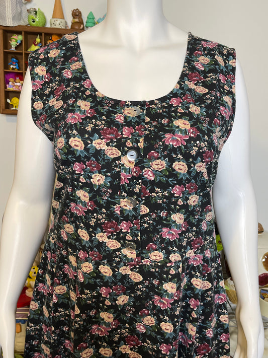 Vintage Retro Faded Flower Print Maxi Dress Sz 3X