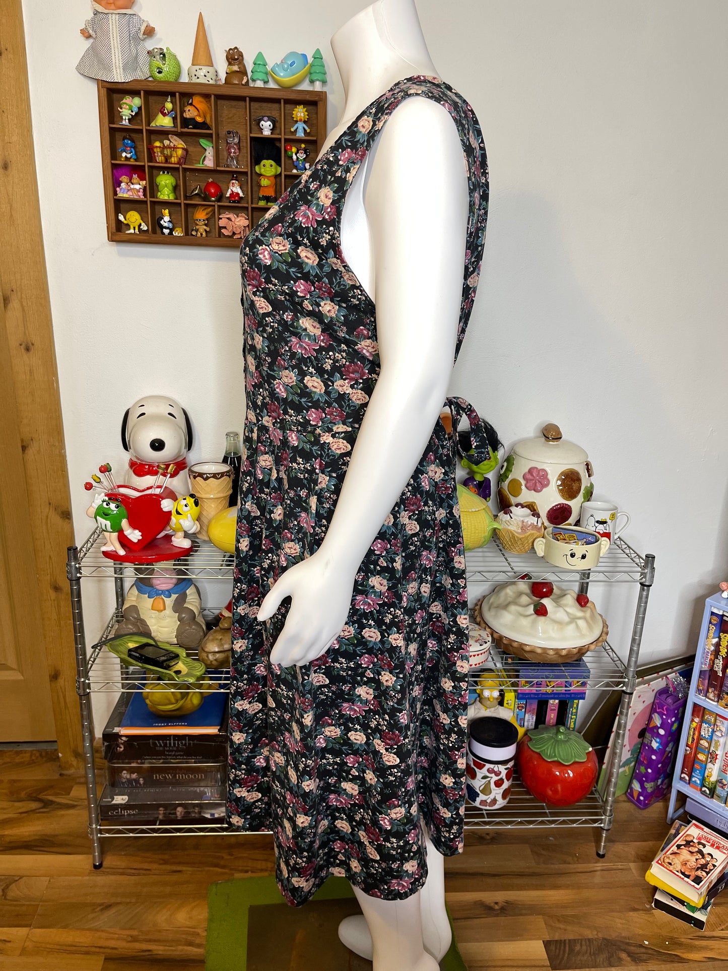 Vintage Retro Faded Flower Print Maxi Dress Sz 3X