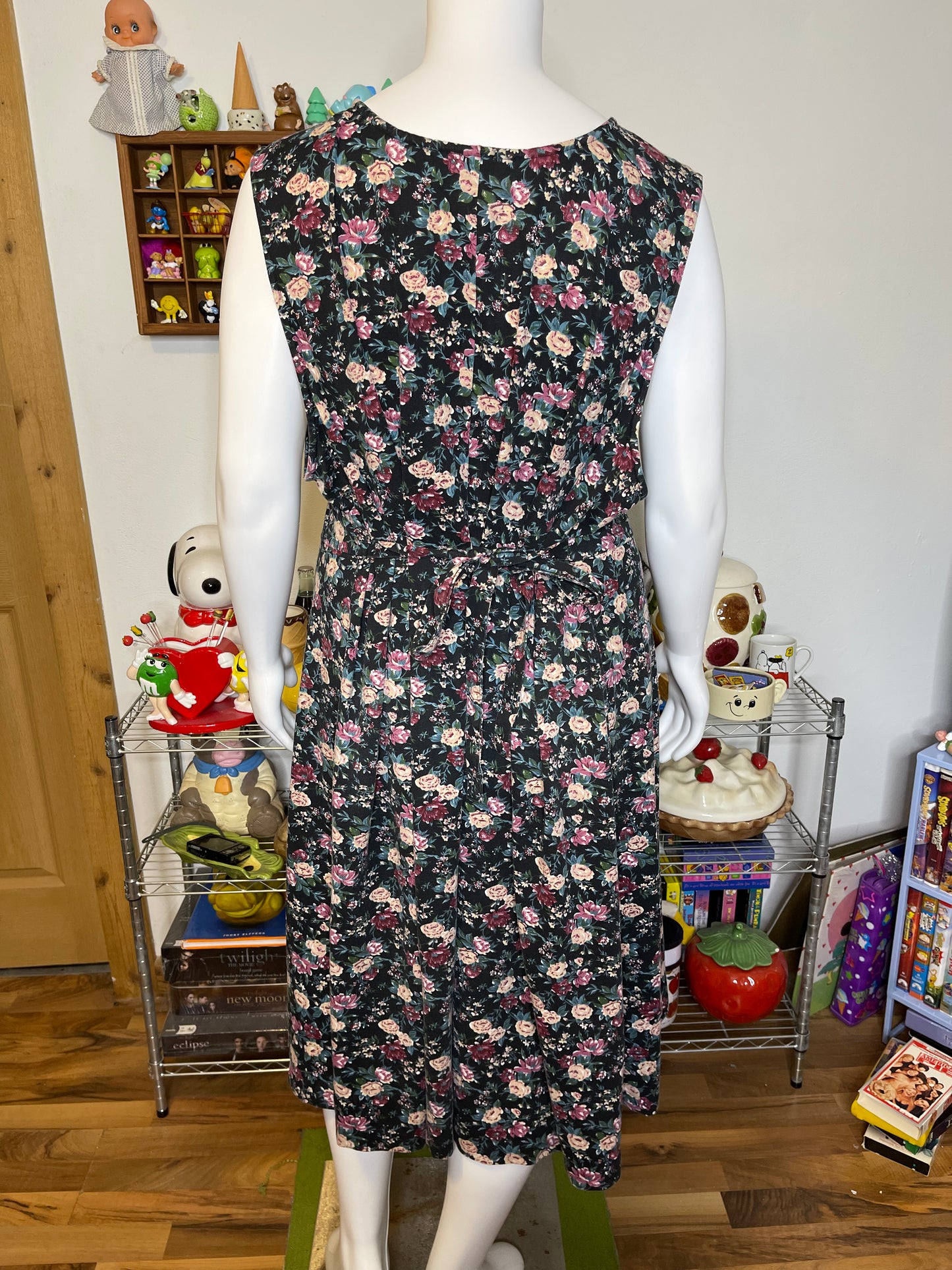 Vintage Retro Faded Flower Print Maxi Dress Sz 3X