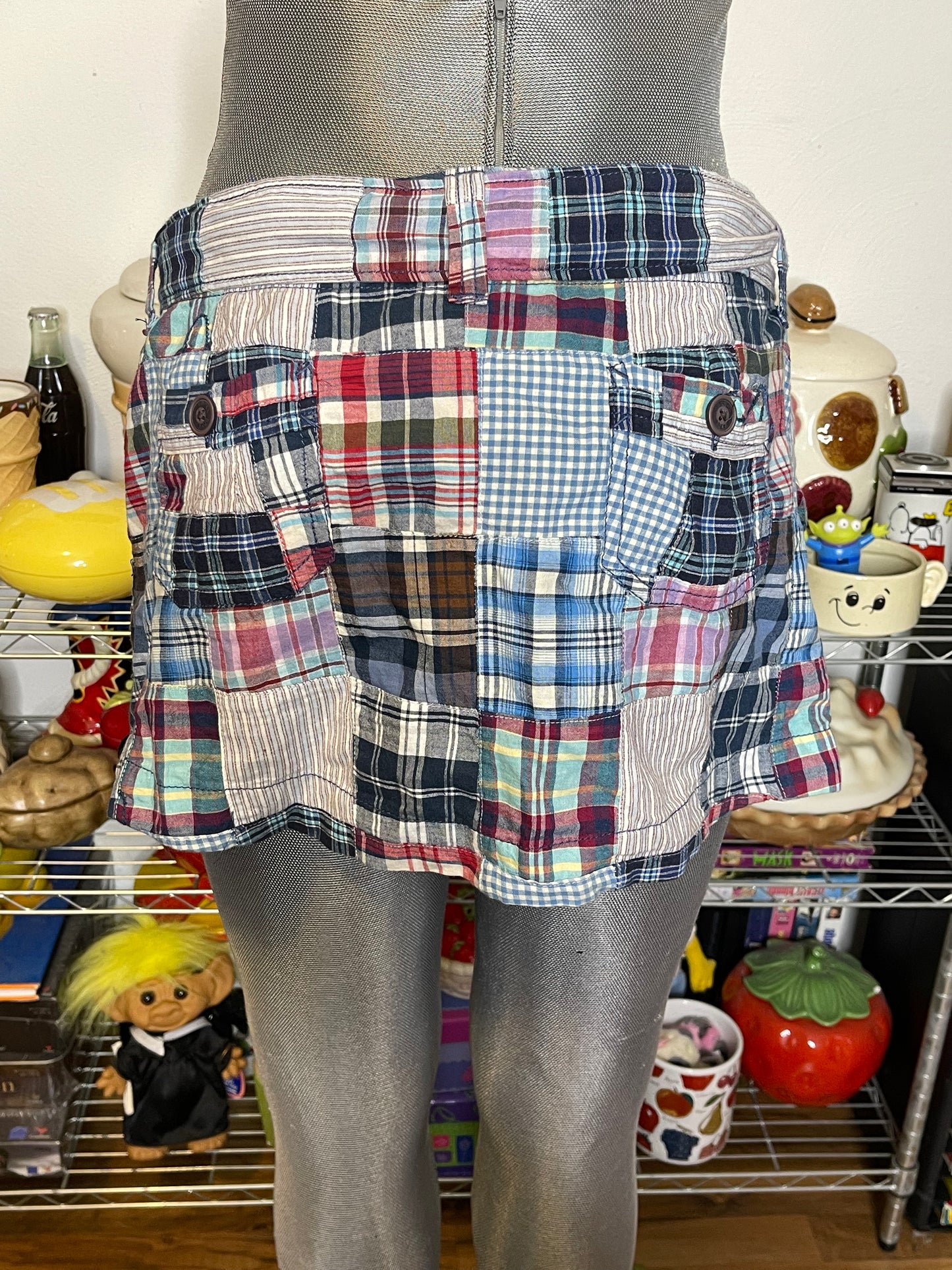 NWT American Eagle Patchwork Plaid Mini Skirt Sz 6