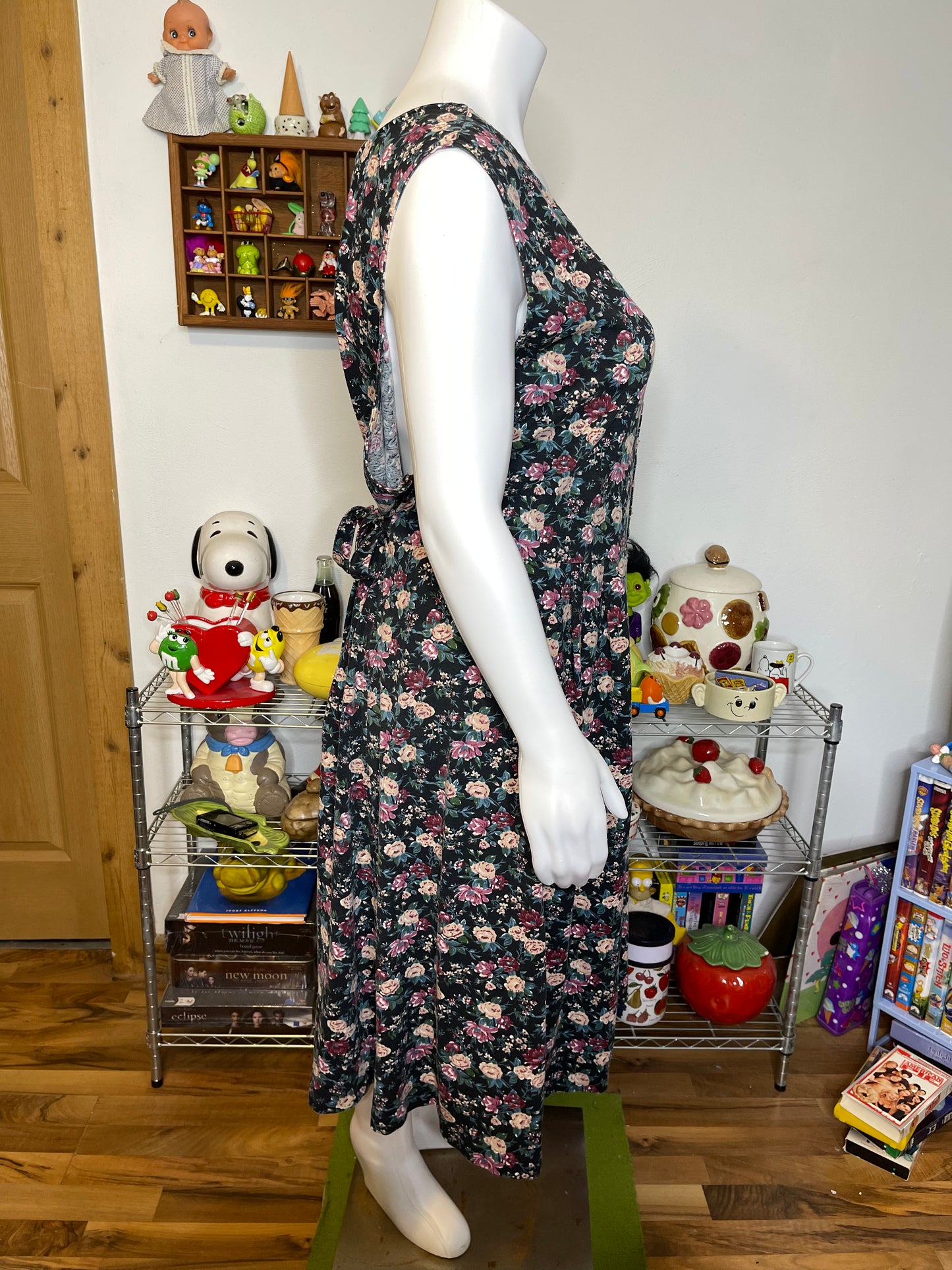 Vintage Retro Faded Flower Print Maxi Dress Sz 3X