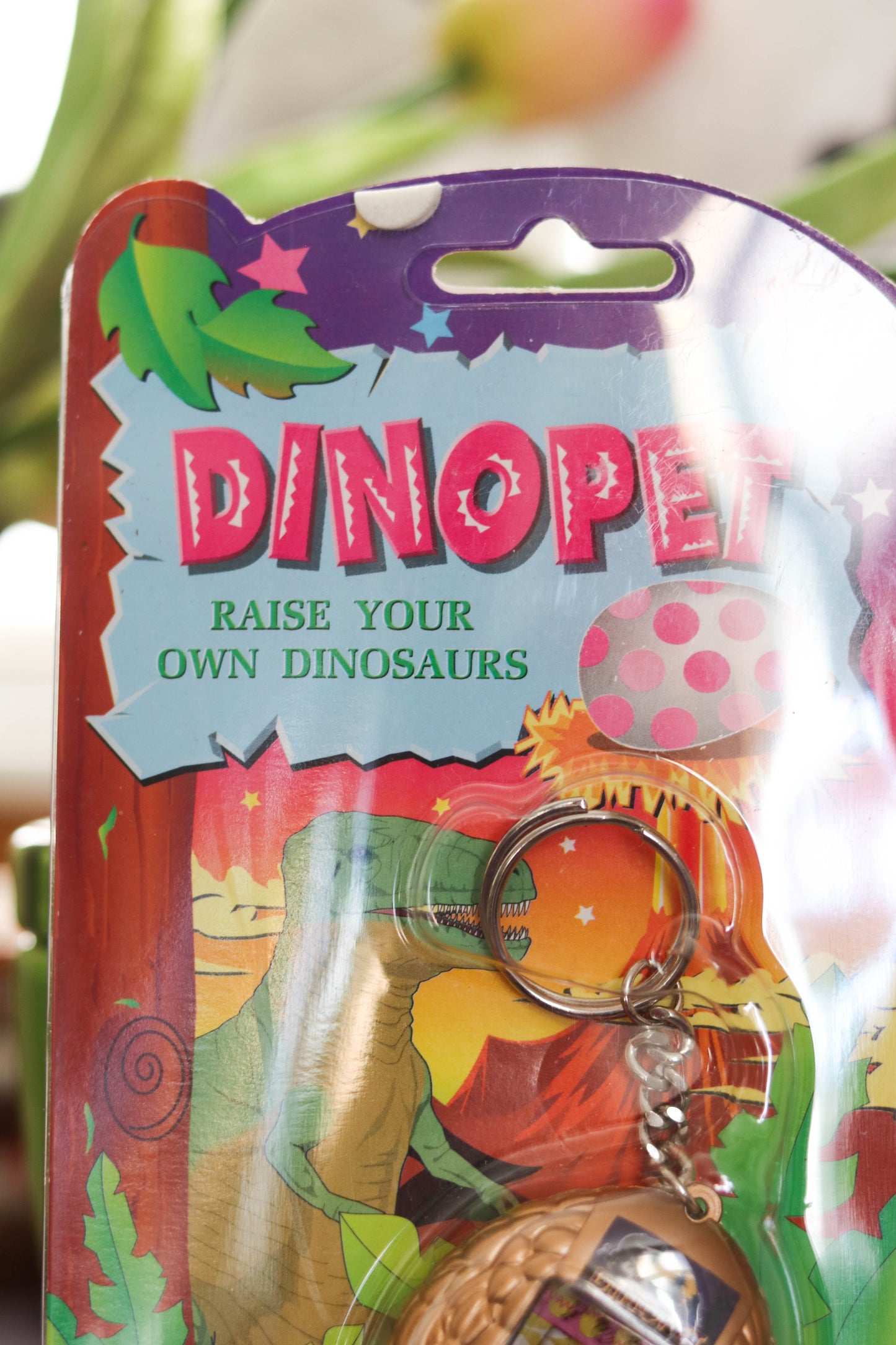Vintage Deadstock 90s Gold DinoPet Tamagotchi Keychain