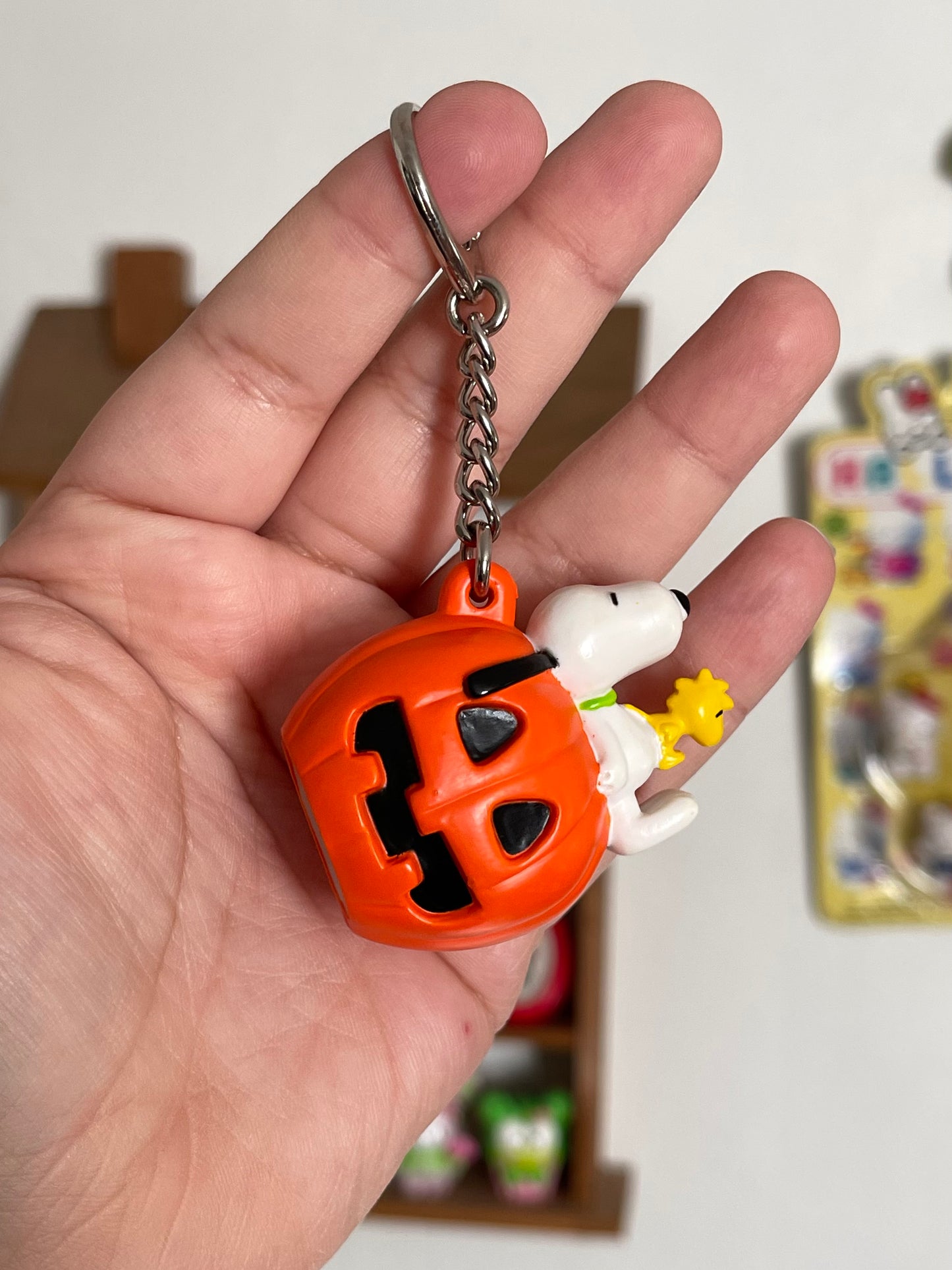 2000s Snoopy &amp; Woodstock Pumpkin Keychain + Case (A)