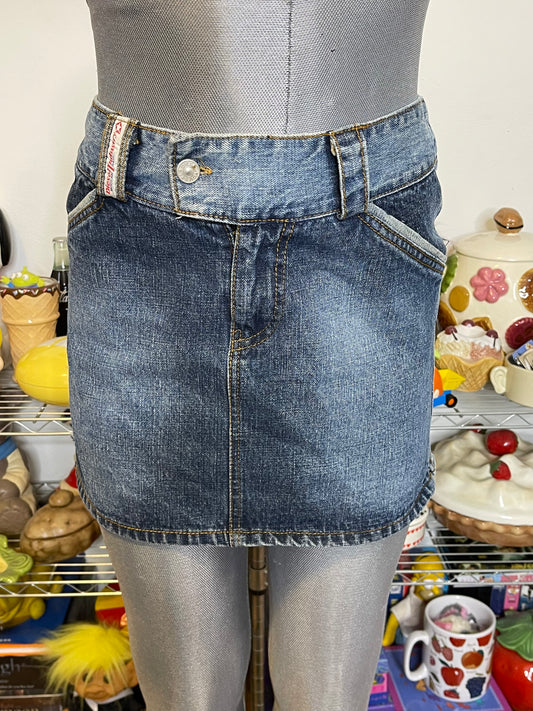 2000s Diesel 2 Tone Denim Mini Skirt Sz M