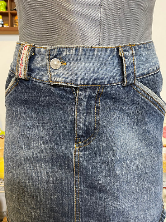 2000s Diesel 2 Tone Denim Mini Skirt Sz M