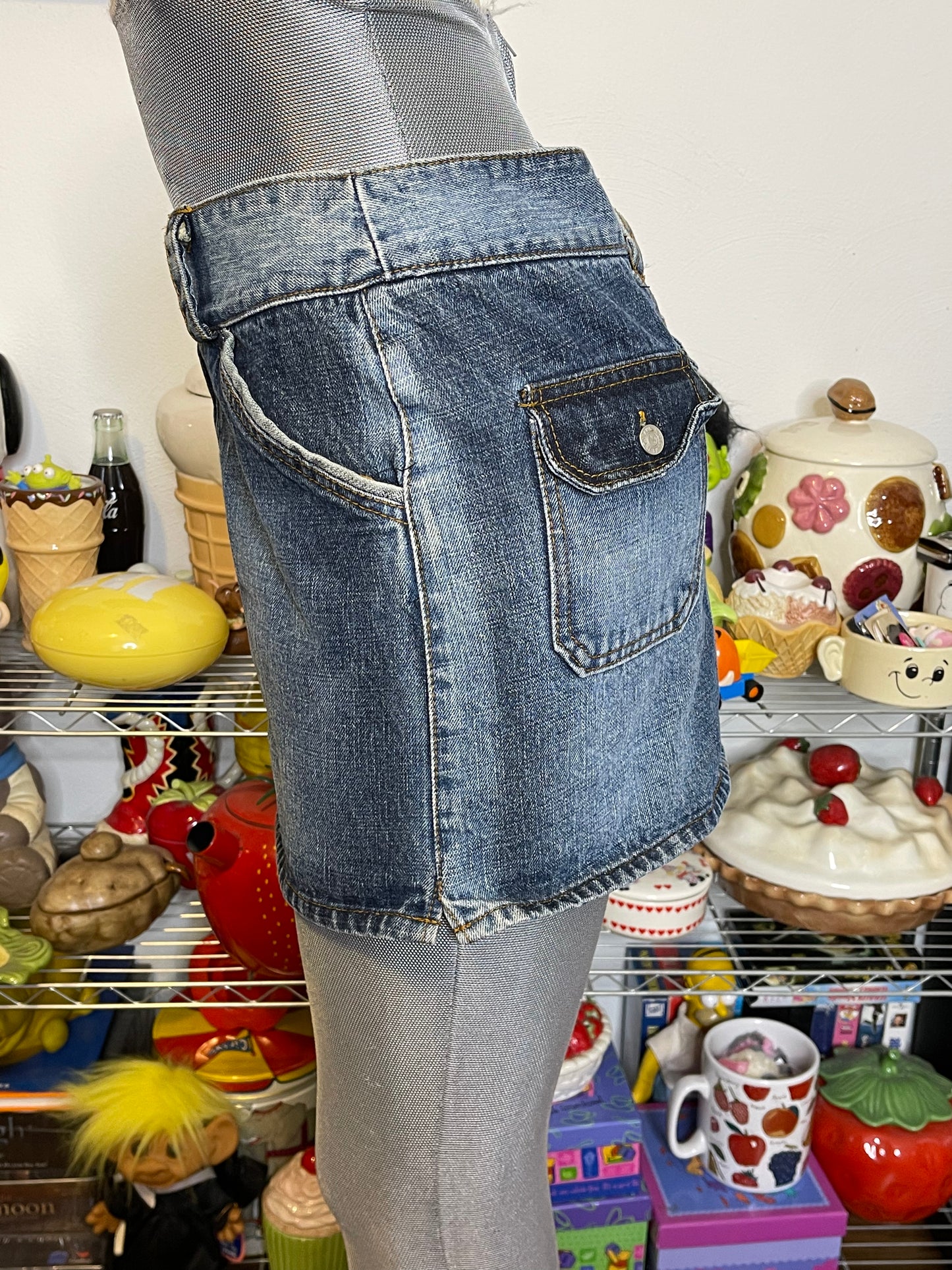 2000s Diesel 2 Tone Denim Mini Skirt Sz M
