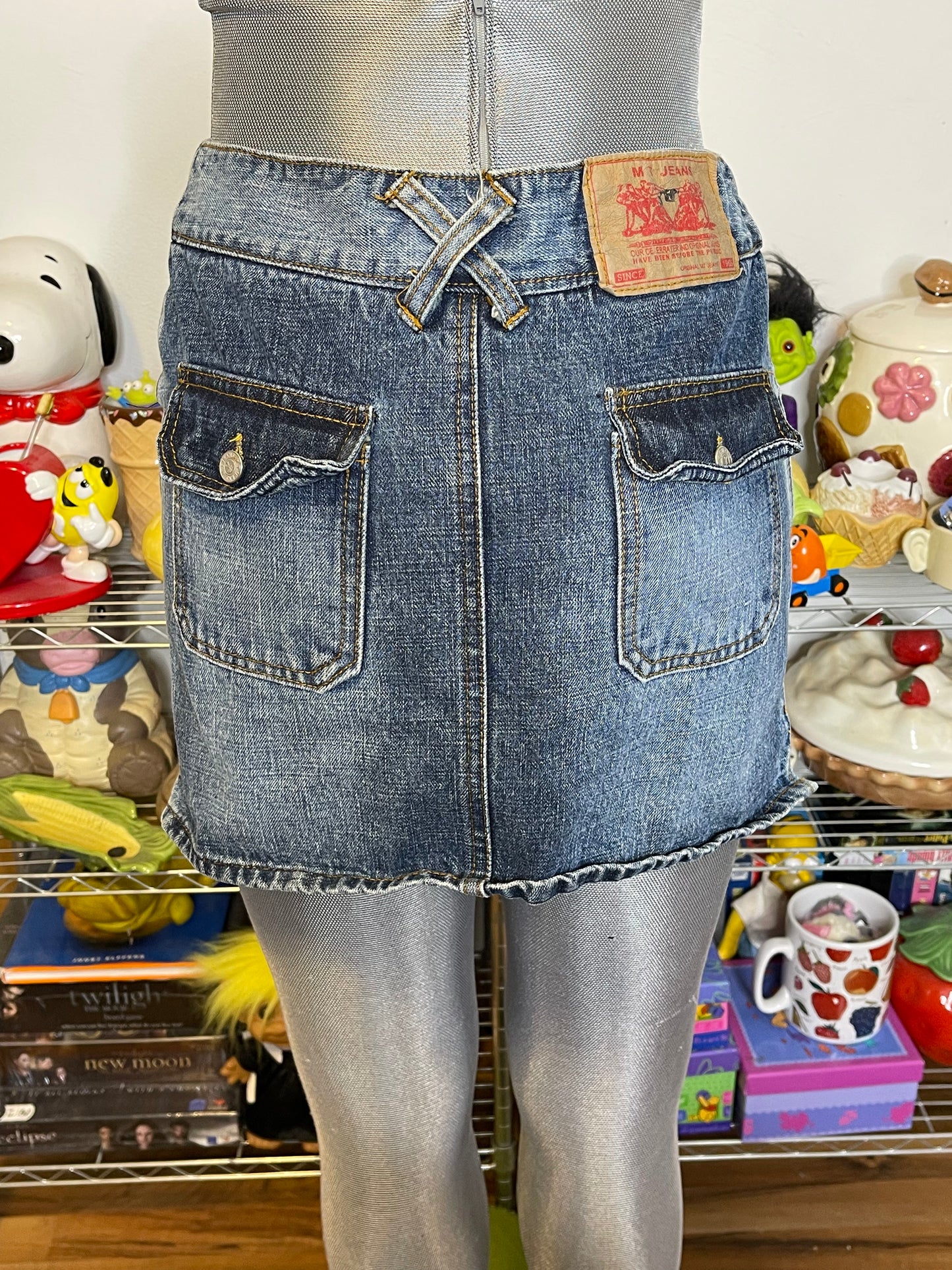 2000s Diesel 2 Tone Denim Mini Skirt Sz M