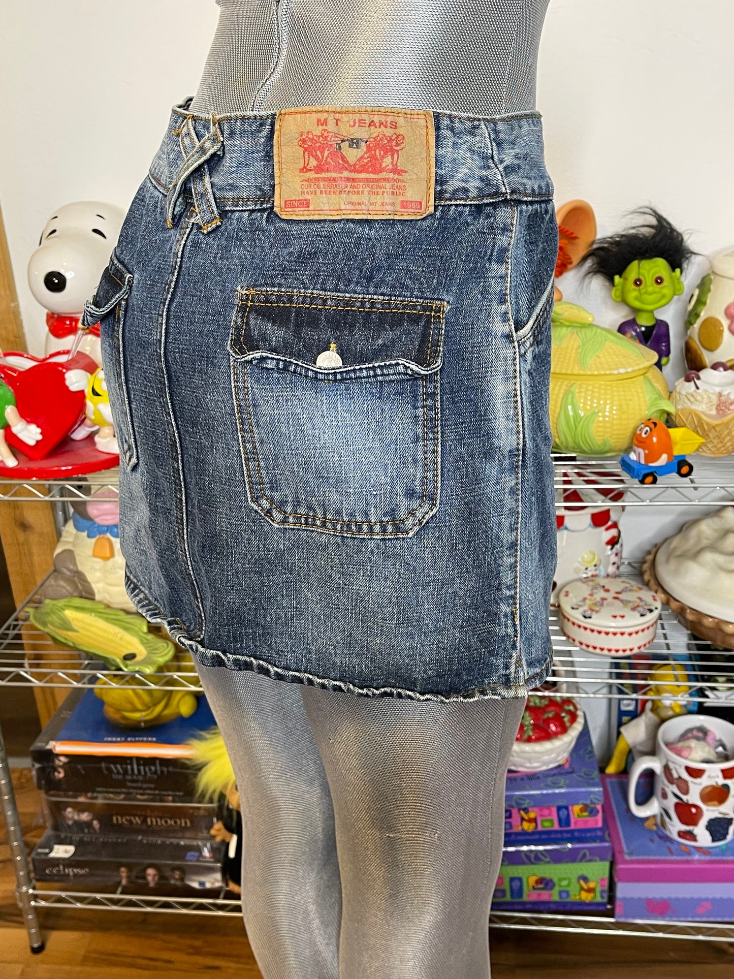 2000s Diesel 2 Tone Denim Mini Skirt Sz M