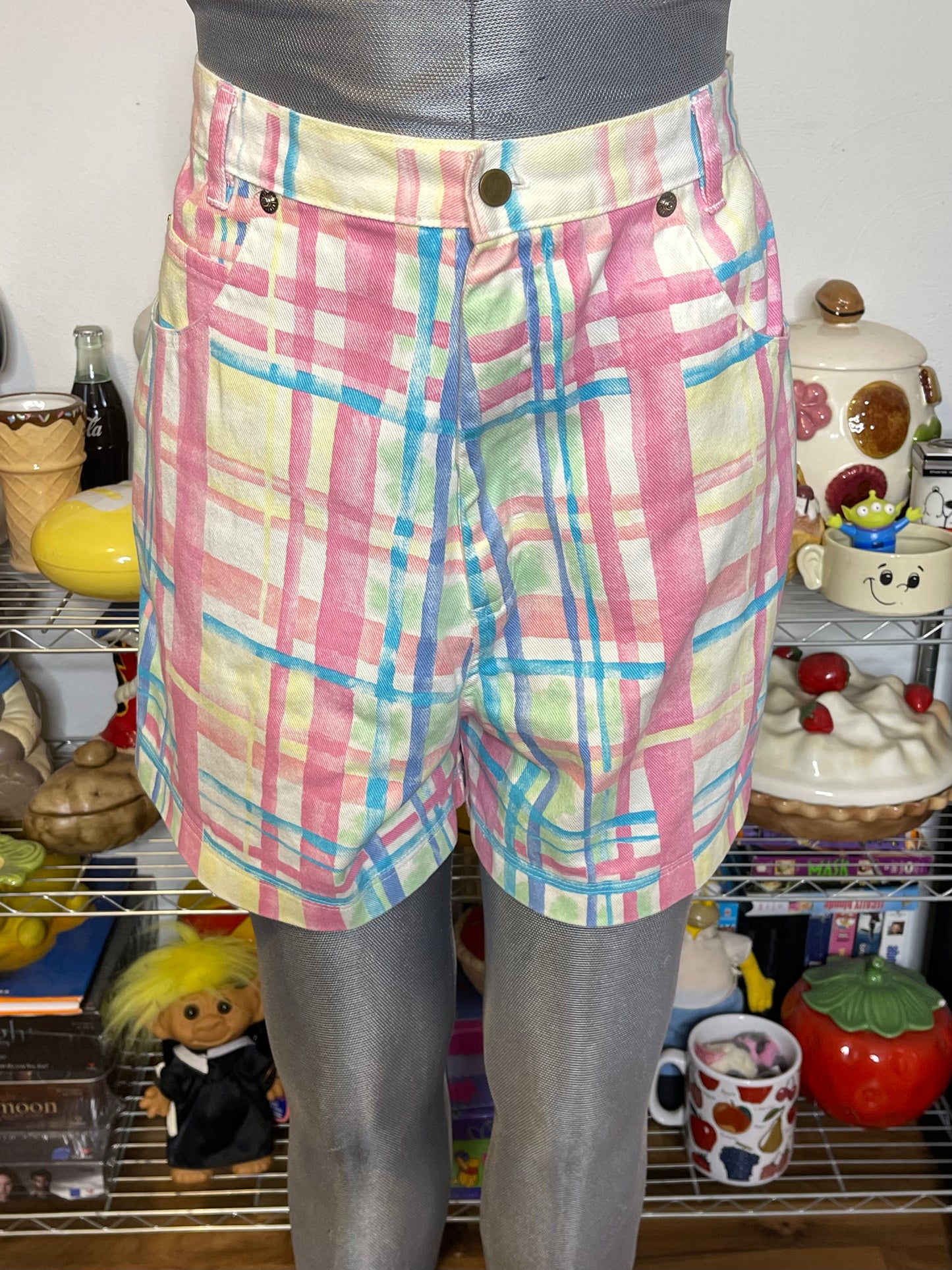 Vintage Colorful Funky High Waisted Shorts Sz 30in