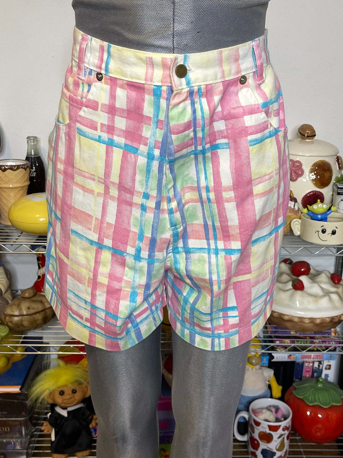 Vintage Colorful Funky High Waisted Shorts Sz 30in