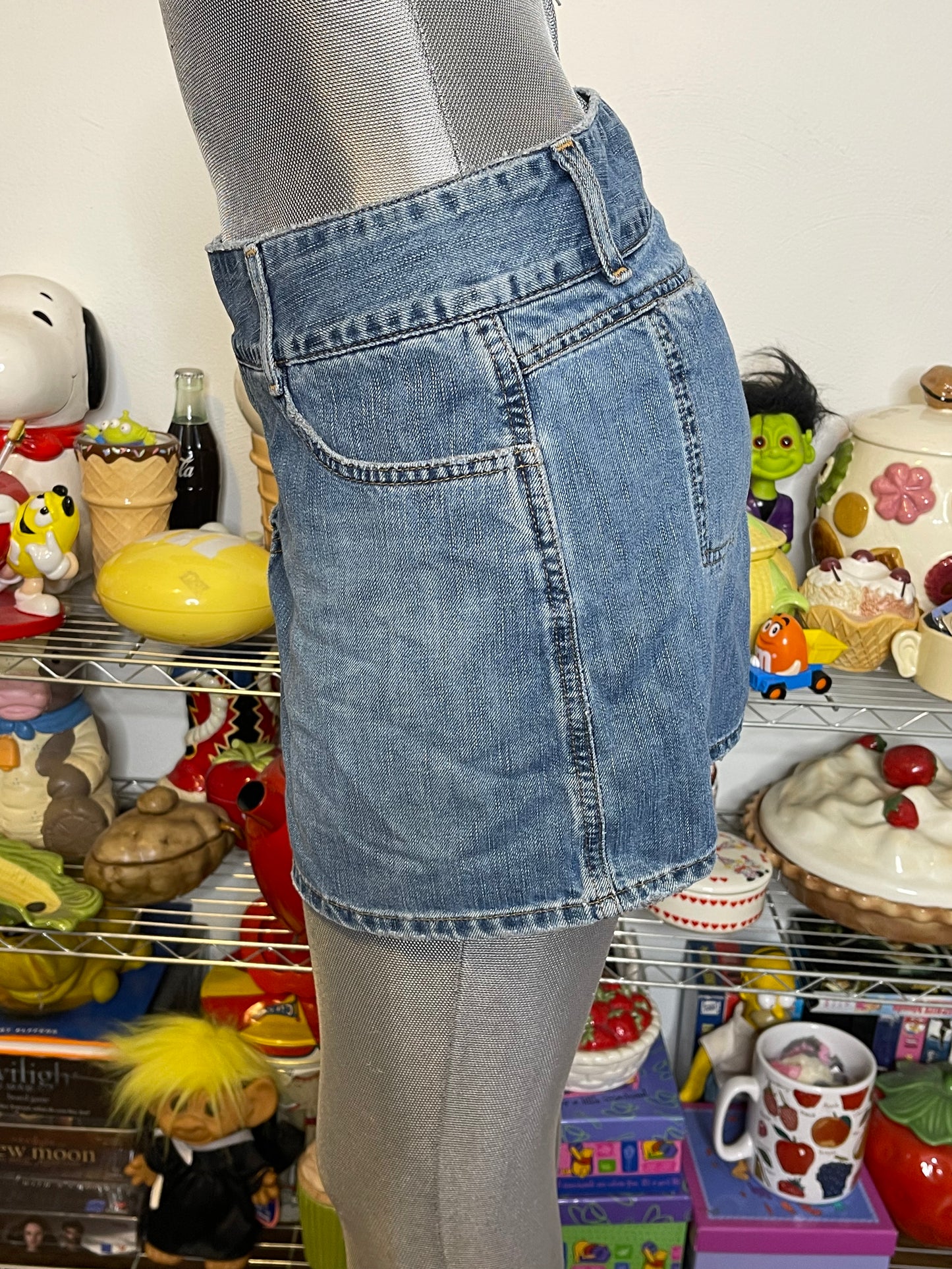 2000s American Eagle Denim Distressed Mini Skirt Sz 12