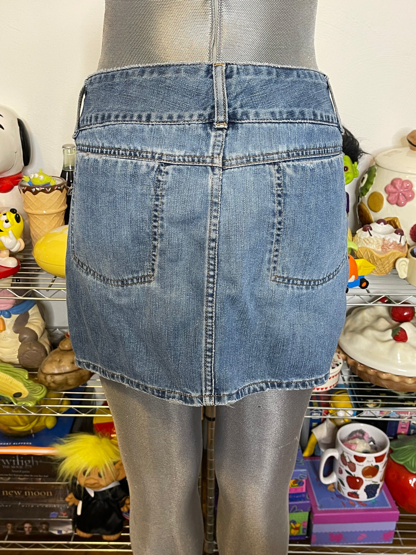 2000s American Eagle Denim Distressed Mini Skirt Sz 12