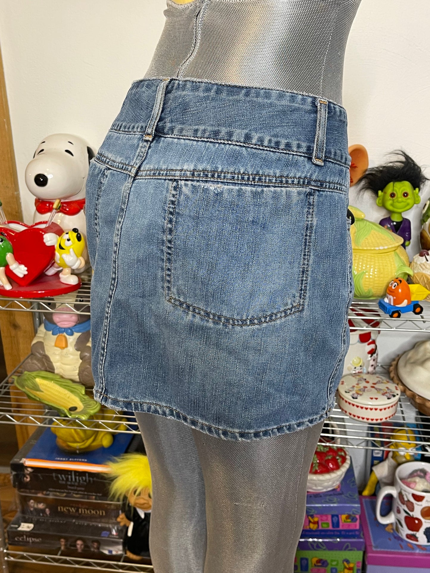 2000s American Eagle Denim Distressed Mini Skirt Sz 12