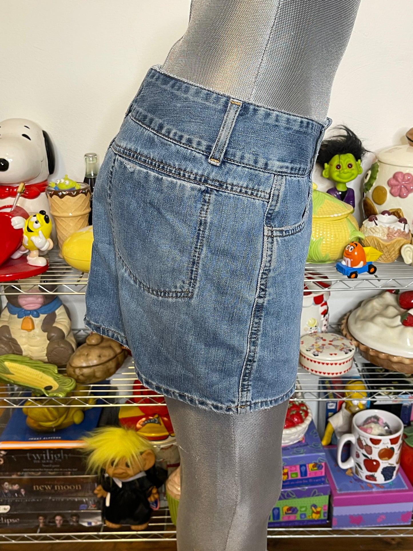 2000s American Eagle Denim Distressed Mini Skirt Sz 12