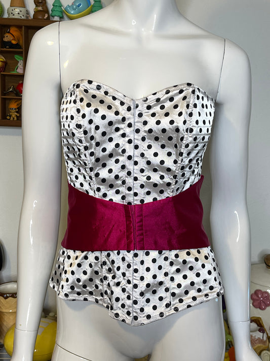 2000s Fredrick's Of Hollywood Polka Dot Corset Sz L