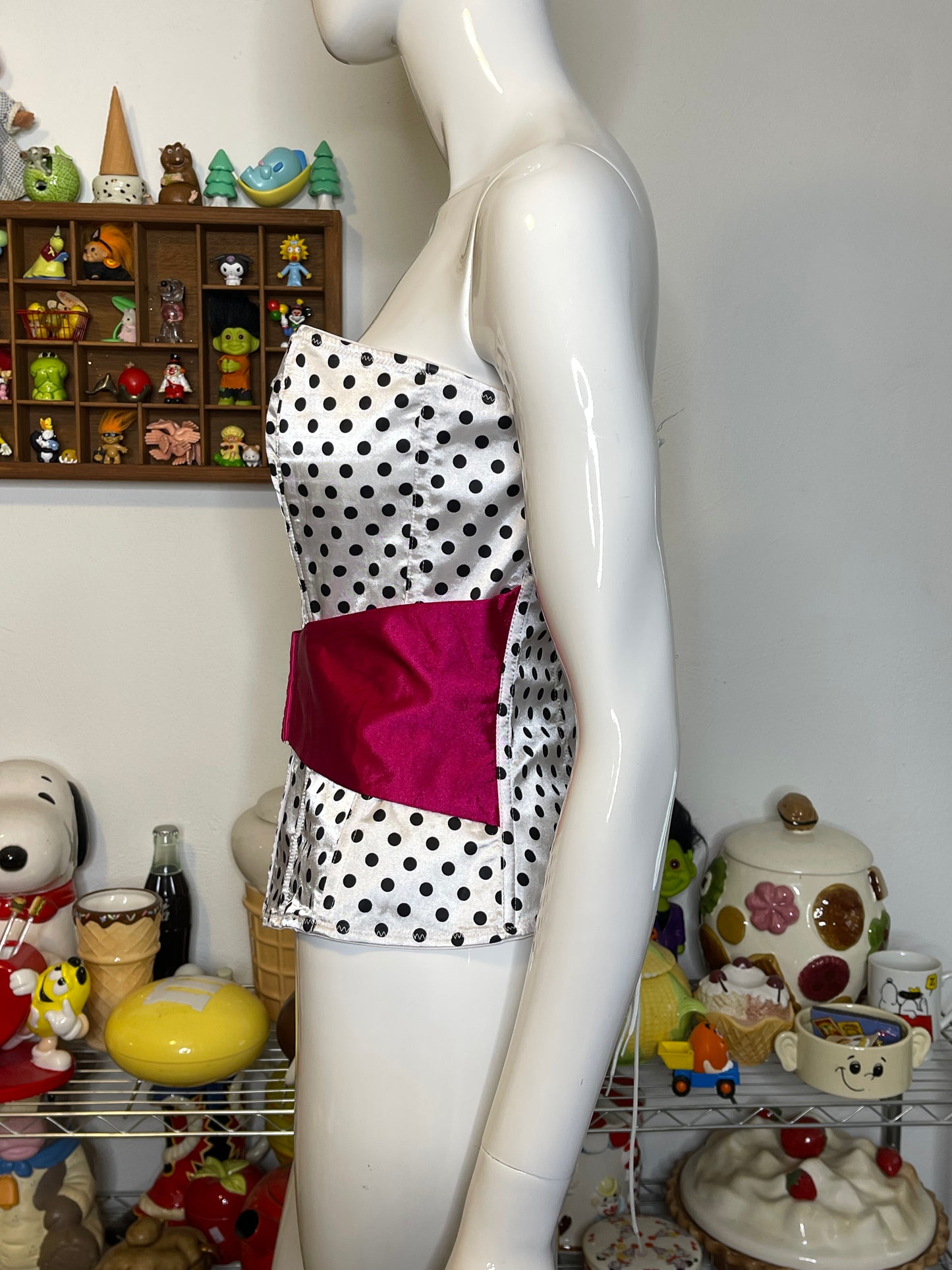 2000s Fredrick's Of Hollywood Polka Dot Corset Sz L