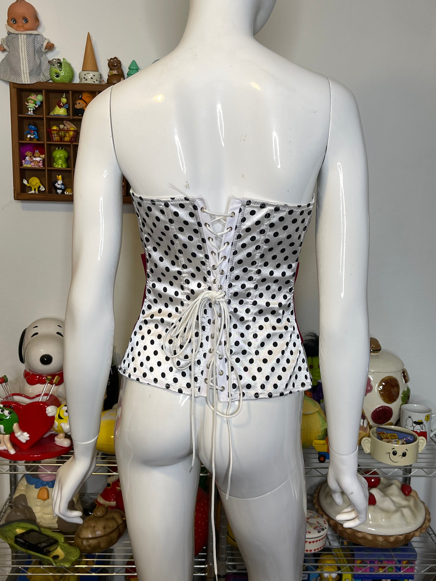 2000s Fredrick's Of Hollywood Polka Dot Corset Sz L