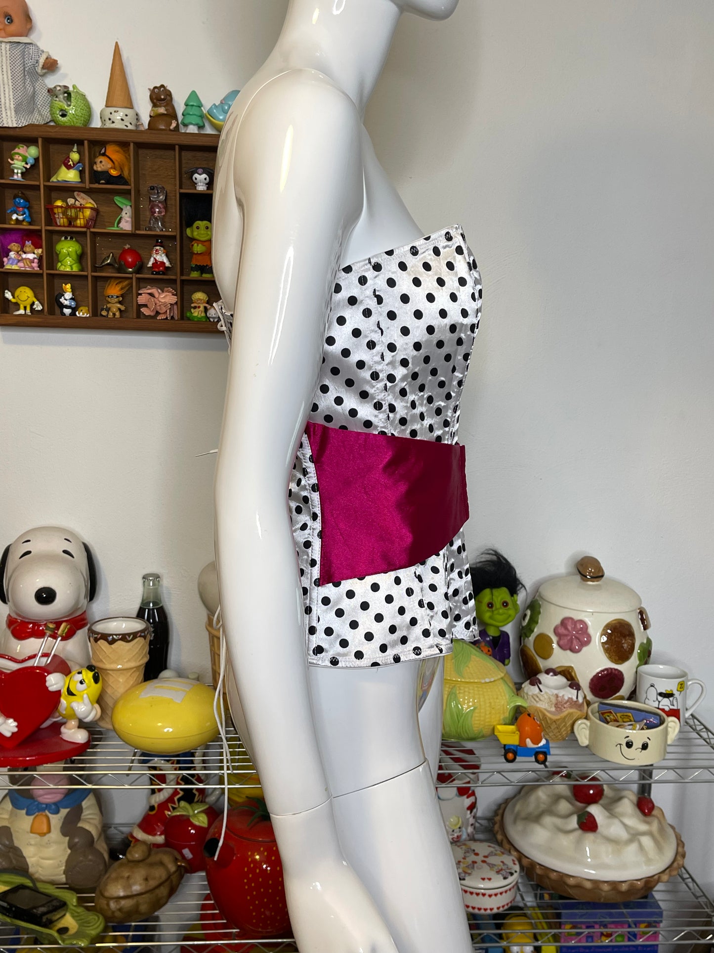 2000s Fredrick's Of Hollywood Polka Dot Corset Sz L
