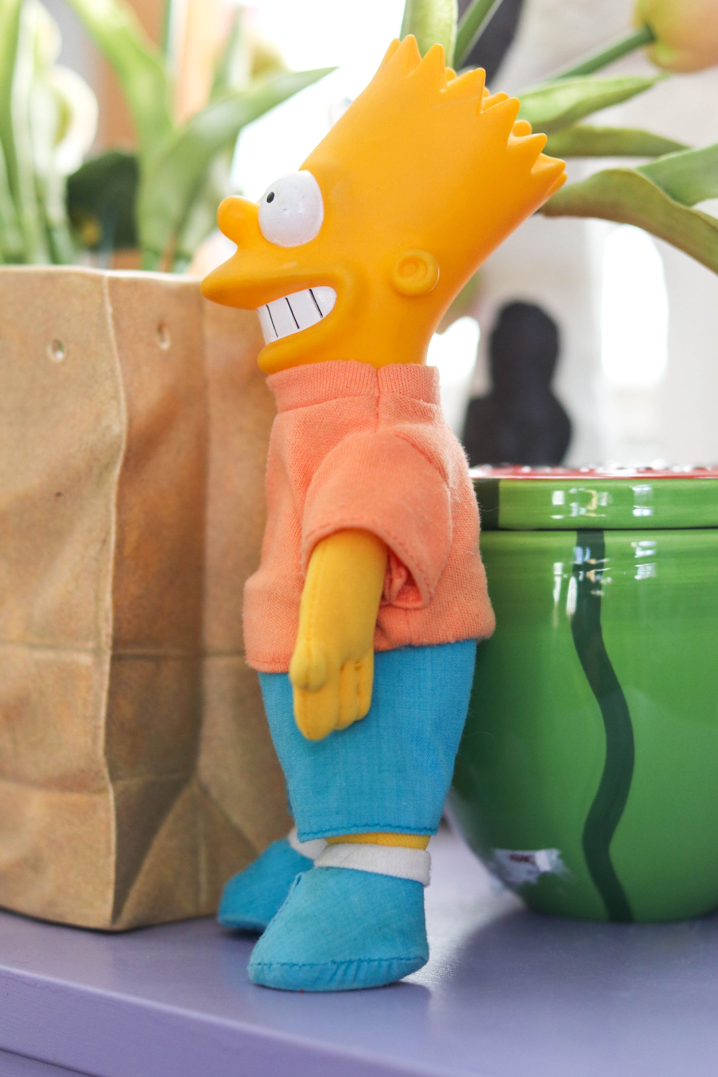 Vintage 90s Orange Tee Bart Simpson Plush