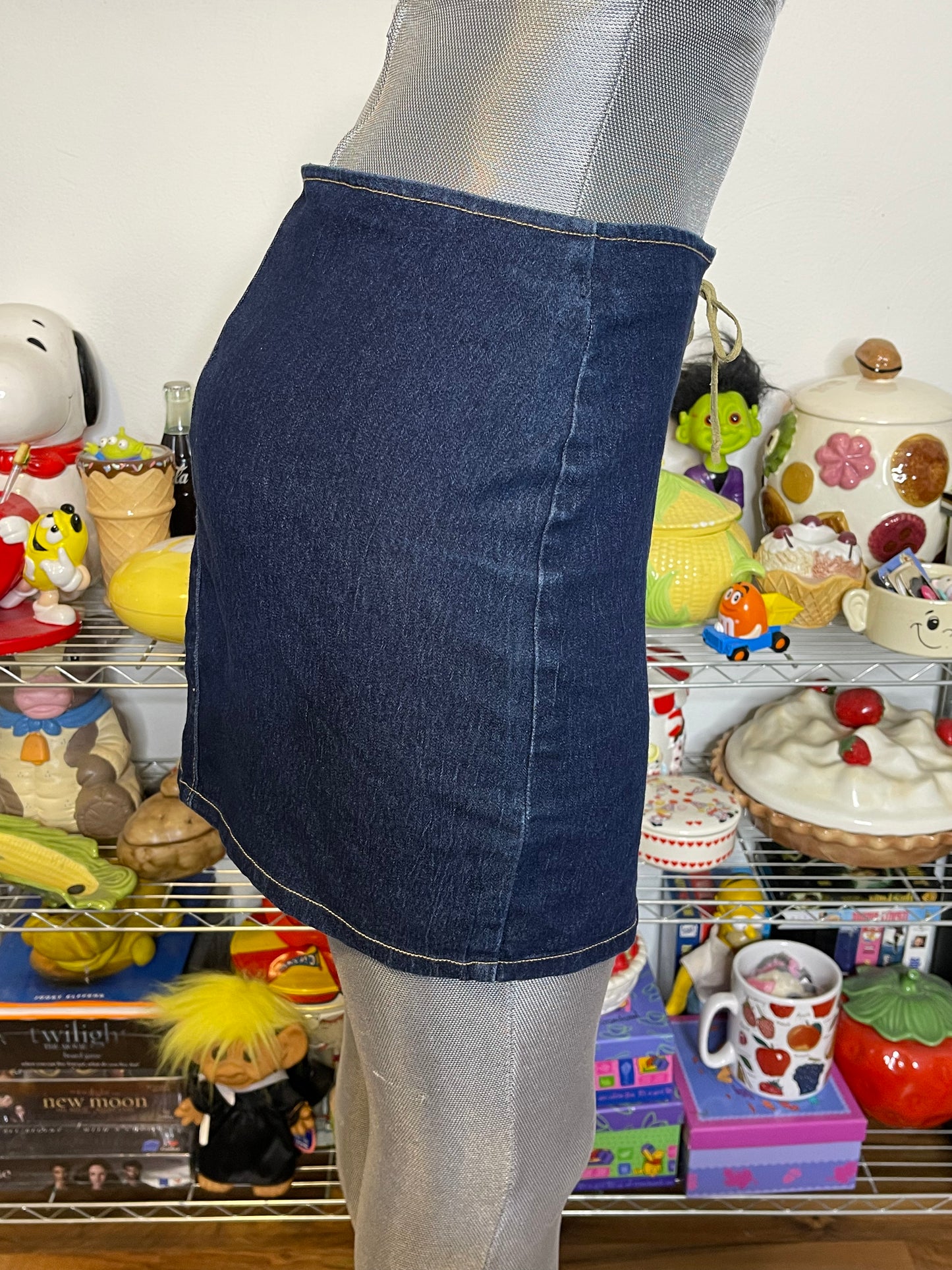 2000s L.e.i Lace Up Style Stretchy Denim Skirt Sz M