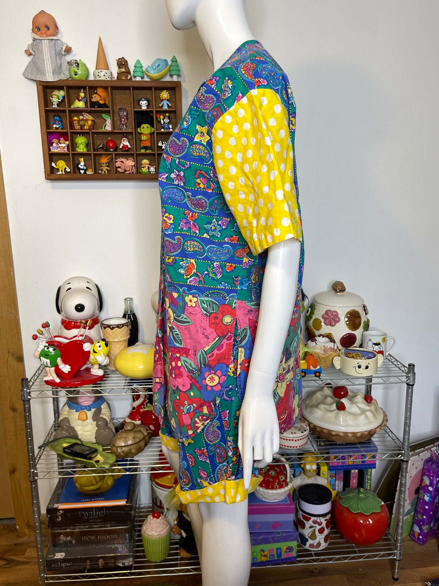 Vintage 90s Funky Paisley Polka Dot Floral 2pc Oversized Set Sz M