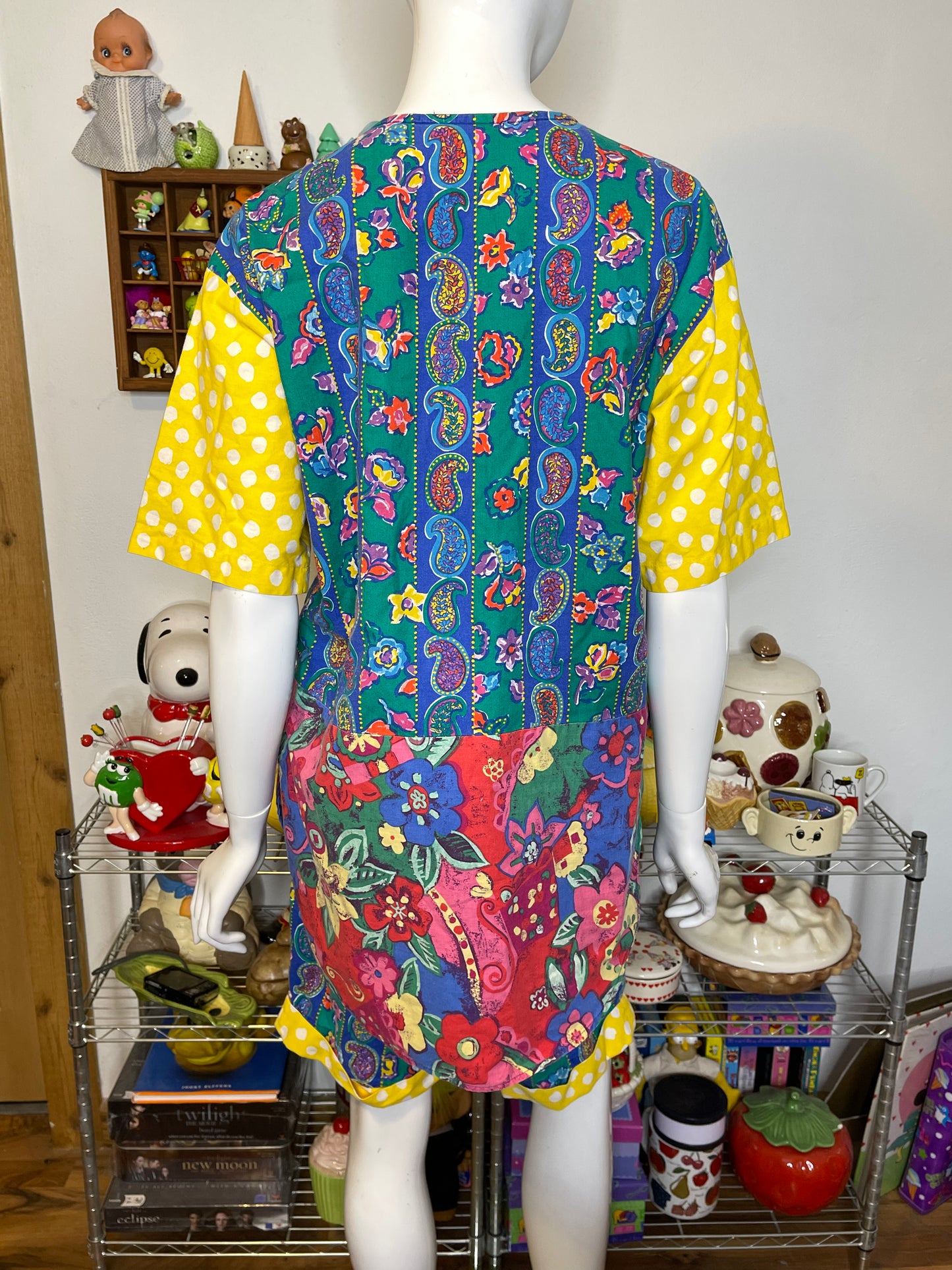 Vintage 90s Funky Paisley Polka Dot Floral 2pc Oversized Set Sz M