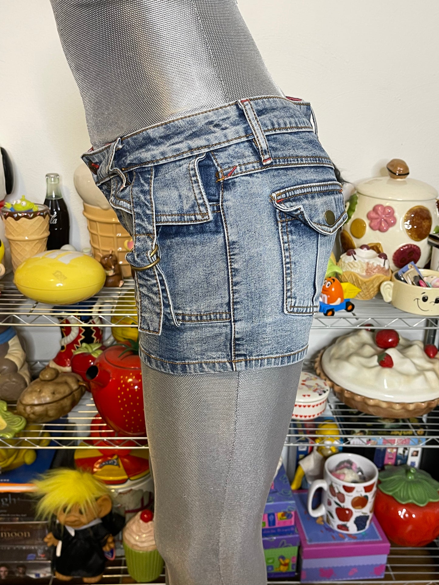 2000s Low Rise Cargo Denim Mini Shorts Sz S