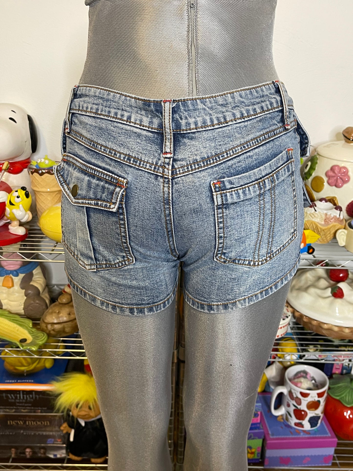 2000s Low Rise Cargo Denim Mini Shorts Sz S