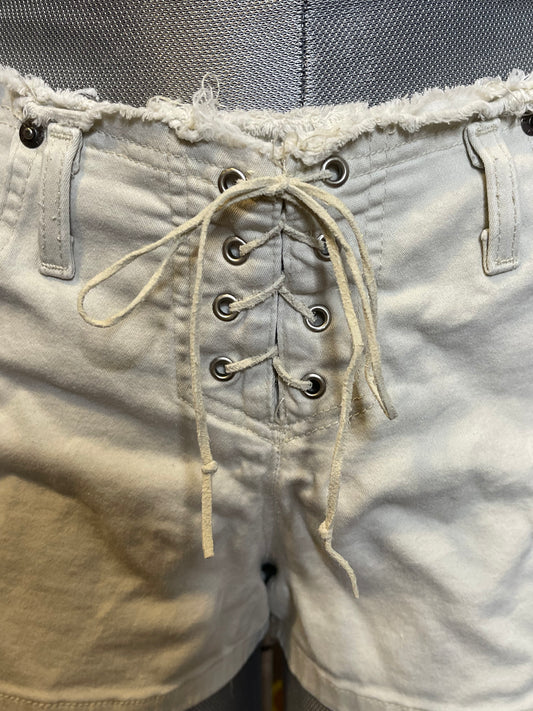 2000s Beige Khaki L.e.i Lace Up Shorts Sz L