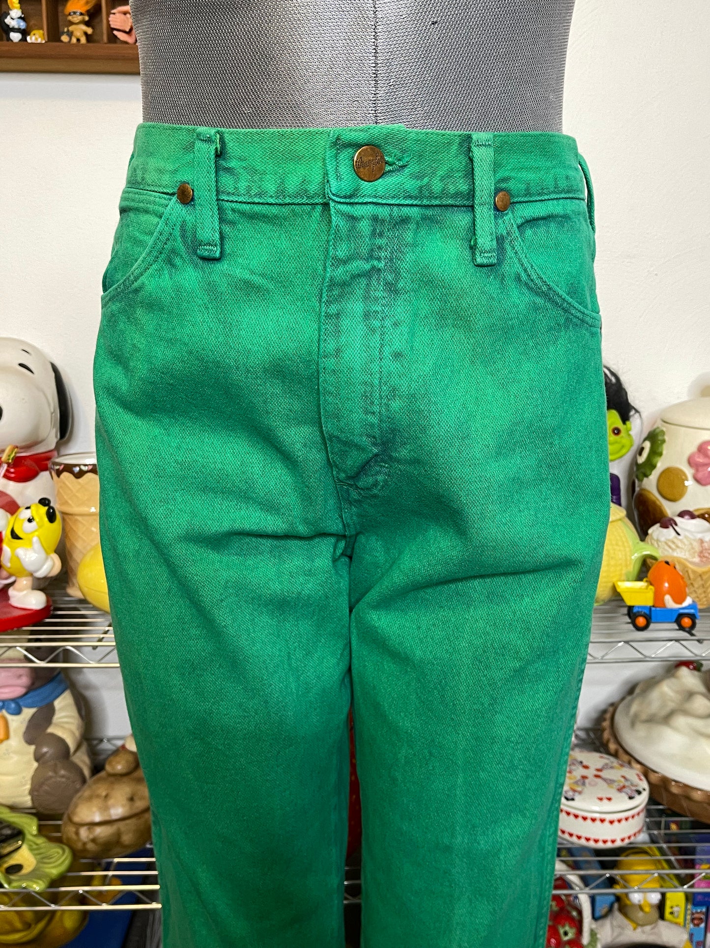 Vintage Green Wrangler Cowboy Cut Jeans Sz 28in 9x34
