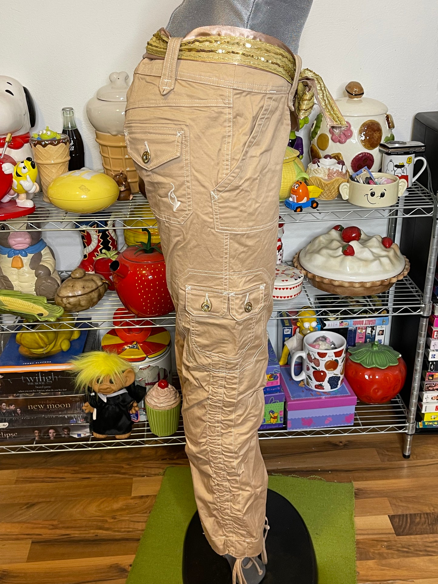2000s Tan Mid Rise Baby Phat Cargo Pants Sz 9