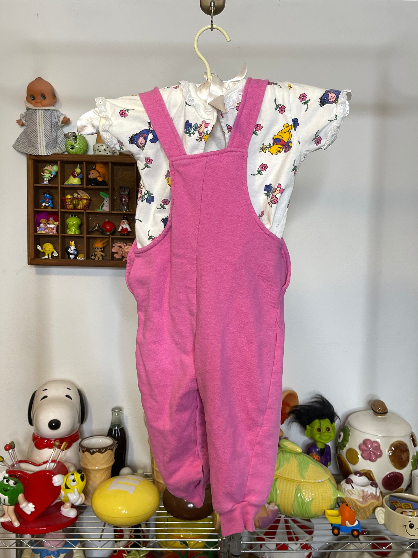 Vintage Winnie The Pooh 2pc Overalls Romper Set Sz 18M