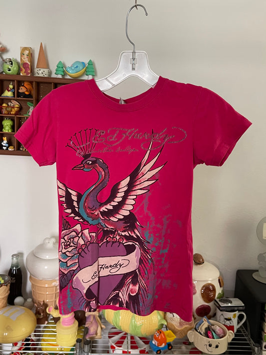2000s Pink Ed Hardy Kids Tee Sz M