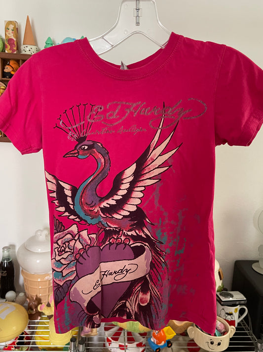 2000s Pink Ed Hardy Kids Tee Sz M