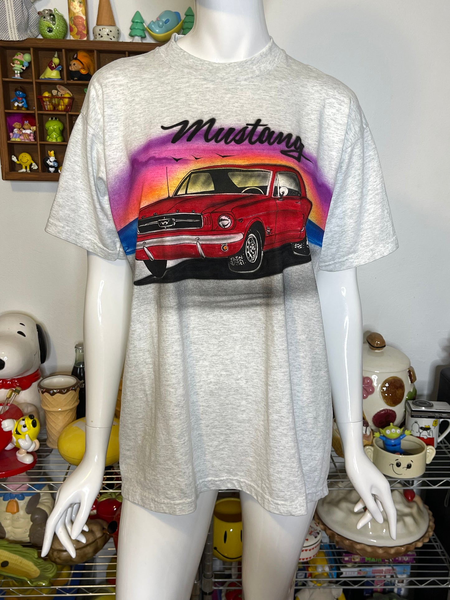 2000s Red Mustang Sunset Airbrush Tee Sz L