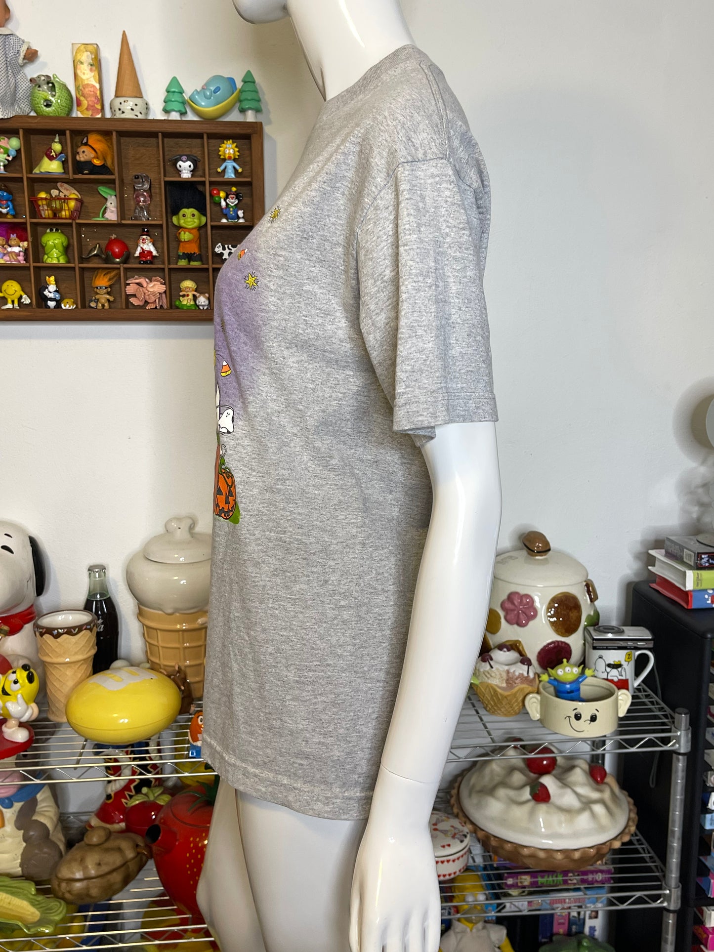 Vintage Tweety & Sylvester Gray Halloween Graphic Tee Sz M