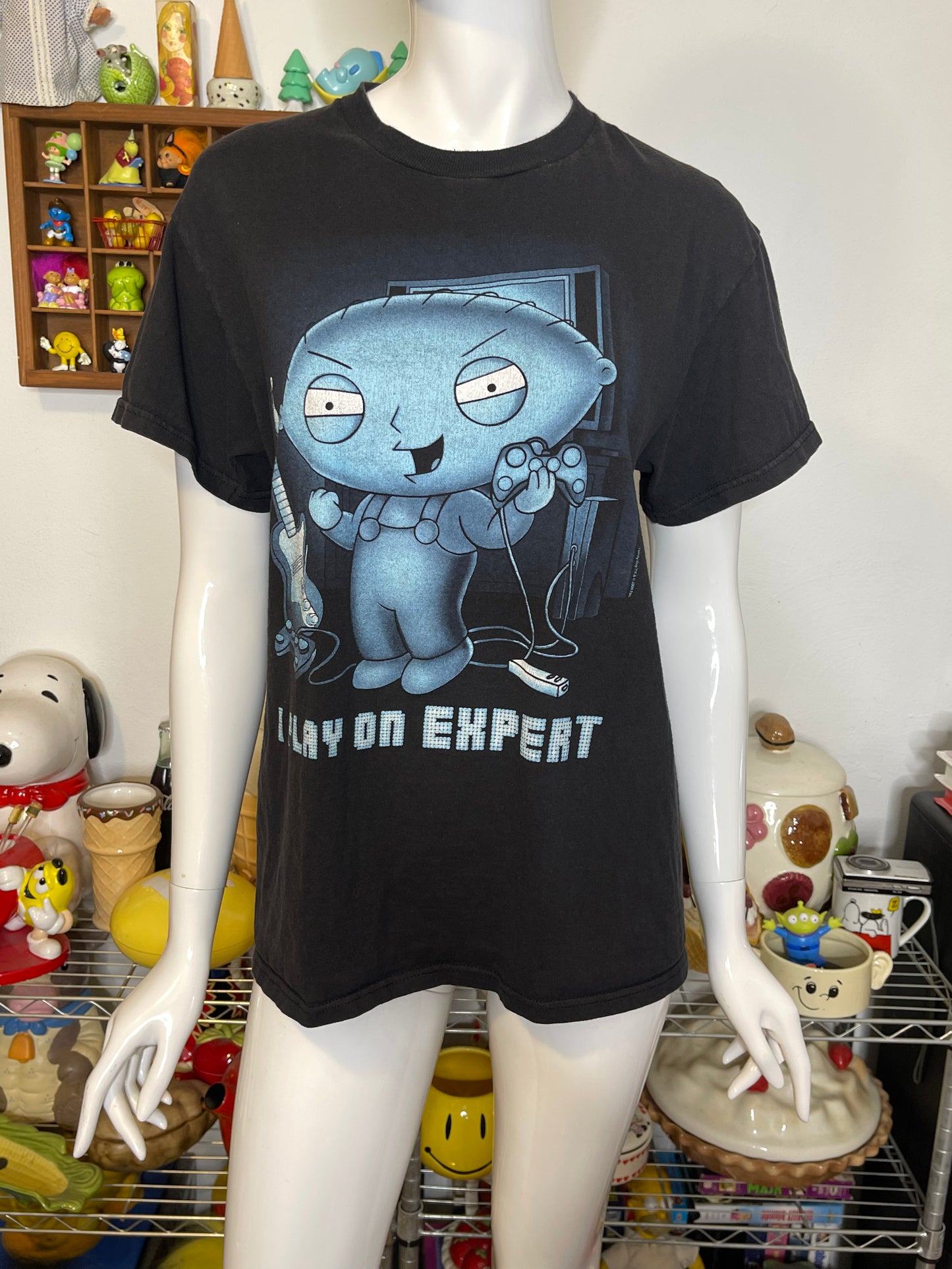 2000s "I Play On Expert" Stewie Griffin Graphic Tee Sz M
