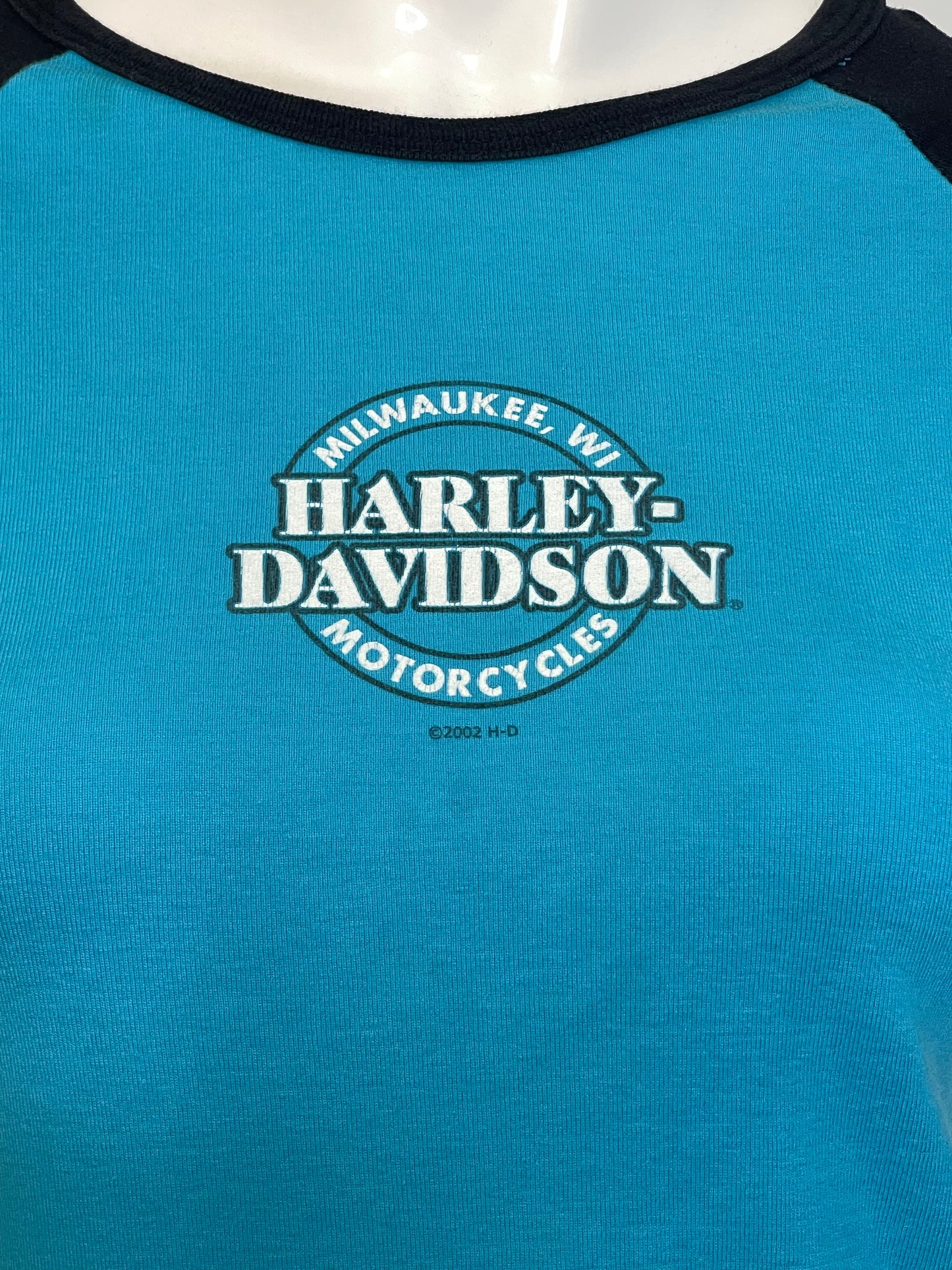 2000s Blue & Black Harley Davidson Top Sz M