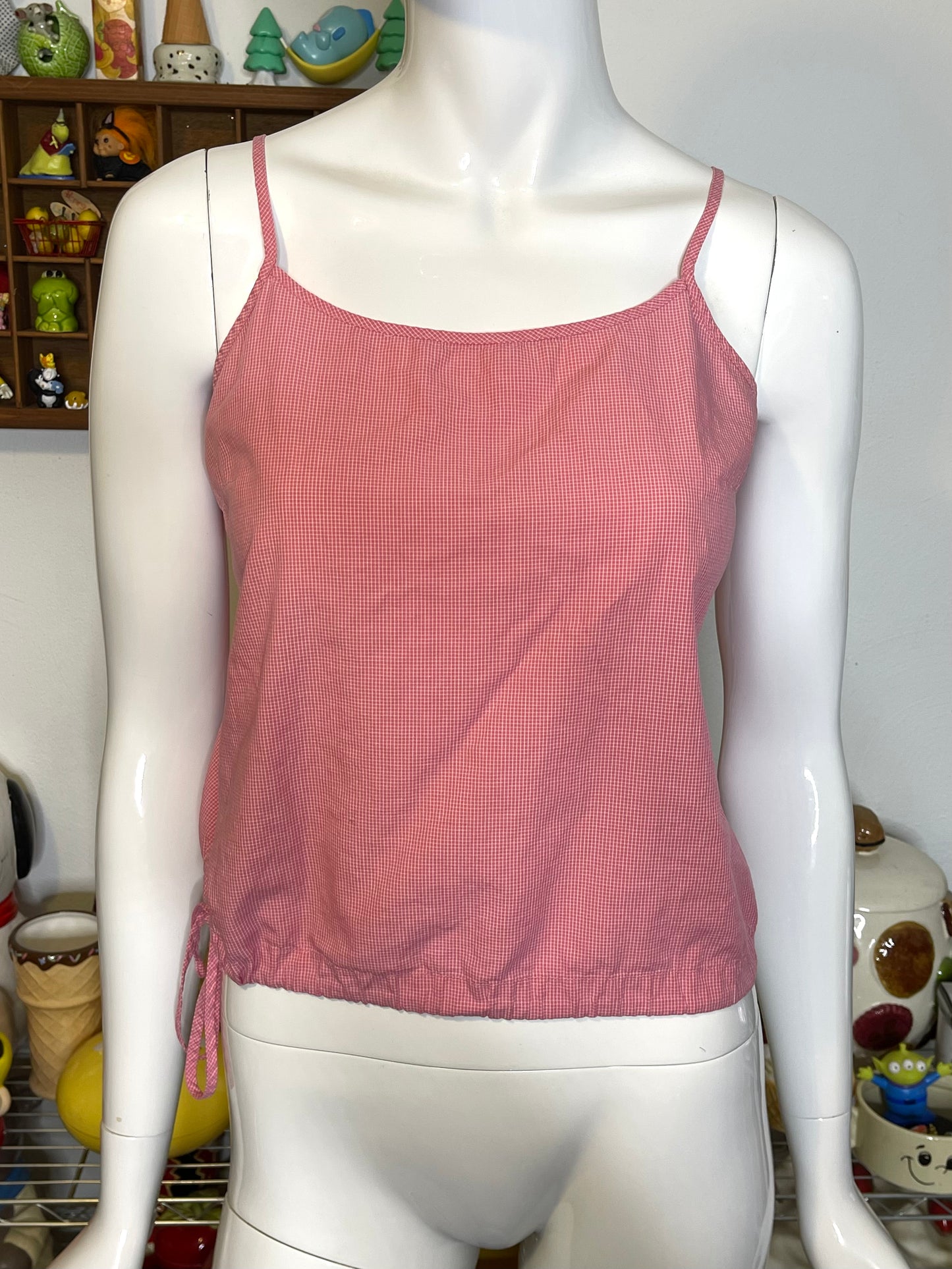 2000s Pink Plaid Gingham CK Top Sz M