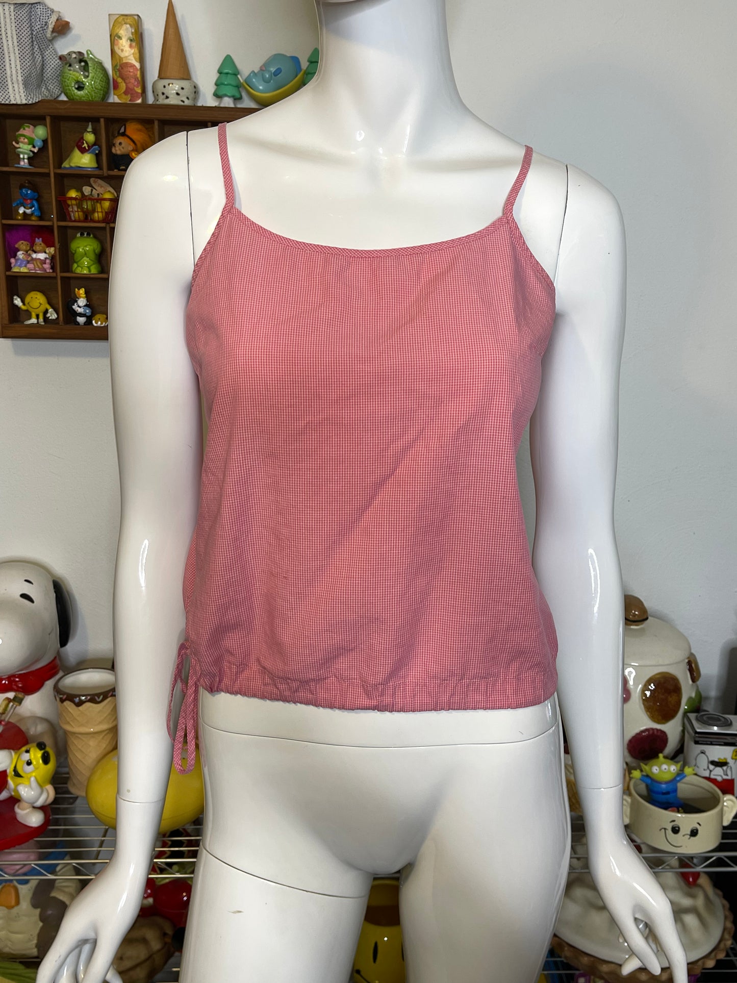 2000s Pink Plaid Gingham CK Top Sz M